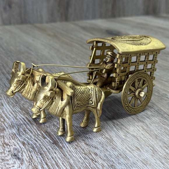 The Unbranded Brand Other - VTG Brass Bullock Cart Traditional India Craftsmanship Design~ 7" x 3.5" x 3.25"